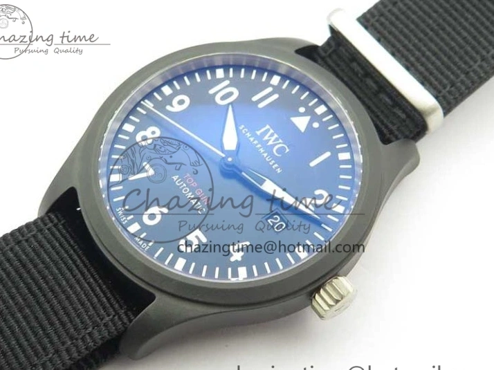 MIROTIME 0223 Pilot IW326901 Real Ceramic MK 1:1 Best Edition Black Dial On Nylon Strap MIYOTA FastDry 7126